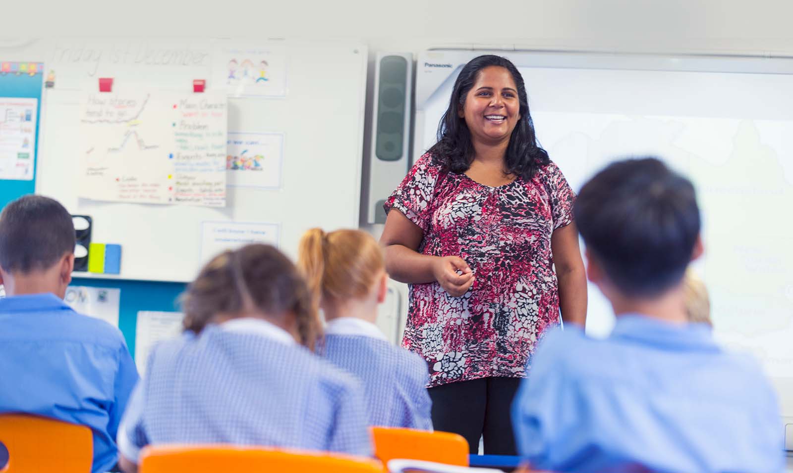 Teacher, kids in class